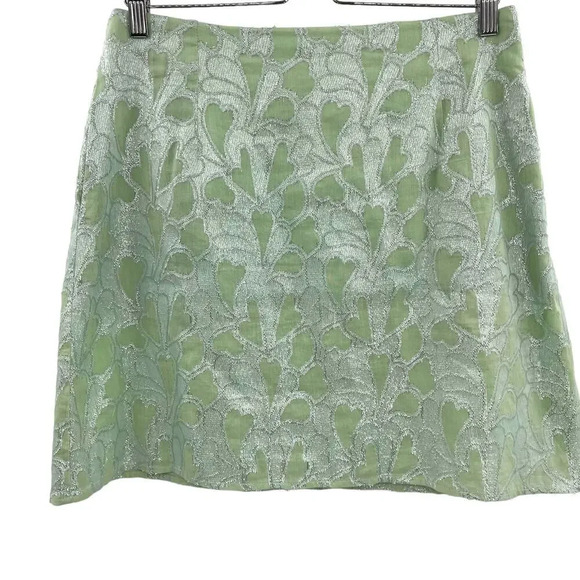 Roller Rabbit Clermont Blanche Lurex A-Line Skirt‎ in Mint Green Size Medium - Picture 2 of 9